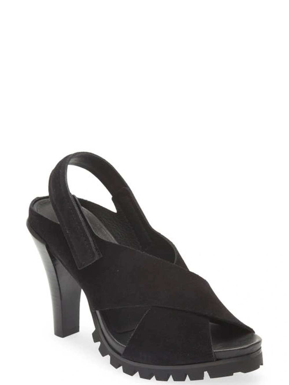 Pedro Garcia Black Suede Slingback Chunky Heel Sandal